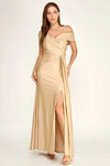 Load image into Gallery viewer, LAF3130 Wholesale Off-Shoulder Sweetheart Neckline Satin Evening Gown with Thigh-High Slit