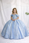 Load image into Gallery viewer, LA Merchandise LAZSCK319 Girls Beaded Satin Off Shoulder Glitter Tulle A-Line Gown
