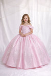 Load image into Gallery viewer, LA Merchandise LAZSCK319 Girls Beaded Satin Off Shoulder Glitter Tulle A-Line Gown