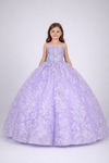 Load image into Gallery viewer, LA Merchandise LAZSCK323 Girls 3D Floral Sweetheart A-Line Gown with Removable Straps - Lilac - Girls Formal Dresses LAZ