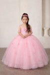 Load image into Gallery viewer, LA Merchandise LAZSCK328 Girls 3D Floral Illusion Corset A-Line Gown with Back Bow