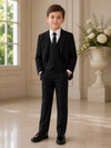 Load image into Gallery viewer, Boys Black Ivory 5-Piece Formal Suit with Vest, Necktie, and White Shirt SS8201 - BLACK - Boys suits LA MERCHANDISES