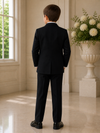 Load image into Gallery viewer, Boys Black 5-Piece Dress Suit with Gold Tie and Pocket Square SS8225 - - Boys suits LA MERCHANDISES