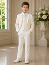 Load image into Gallery viewer, Boys Black Ivory 5-Piece Formal Suit with Vest, Necktie, and White Shirt SS8201 - IVORY - Boys suits LA MERCHANDISES