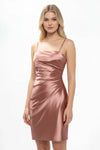 Load image into Gallery viewer, LAHD715 Wholesale Spaghetti Strap Satin Short Homecoming Cocktail Dress with Ruched Bodice - DUSTY MAUVE - Short Cocktail Dress LAH