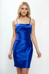 Load image into Gallery viewer, LAHD715 Wholesale Spaghetti Strap Satin Short Homecoming Cocktail Dress with Ruched Bodice - - Short Cocktail Dress LAH
