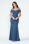 Load image into Gallery viewer, Wholesale Evening Dress Off The Shoulder Fitted Formal Gown By LAF5317 - DENIM BLUE - Dress LAF