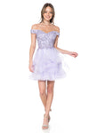 Load image into Gallery viewer, Off-Shoulder Sweetheart Lace Bodice Short Dress with Layered Tulle Skirt for Parties By LAF8130