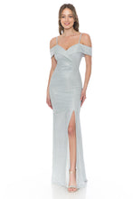 Load image into Gallery viewer, La Merchandise LN5213 Shiny Off Shoulder Long Stretchy Evening Gown - SILVER - LA Merchandise