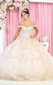 Embroidered Quince Ball Gown - LA170 - CHAMPAGNE - LA Merchandise