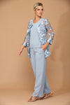 Load image into Gallery viewer, LA Merchandise LAV3426 3-Piece Mother of the Bride Pantsuit with Sheer Floral Jacket Elegant Evening Set