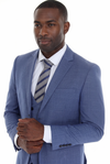 Load image into Gallery viewer, Blue Men's 3-Piece Suit: Notch Lapel Jacket, Double-Breasted Vest &amp; Pants, Active 2-Way Stretch Fabric