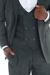 Load image into Gallery viewer, Green Men's 3-Piece Suit: Notch Lapel Jacket, Double-Breasted Vest &amp; Pants, Active 2-Way Stretch Fabric