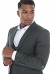 Load image into Gallery viewer, Green Men's 3-Piece Suit: Notch Lapel Jacket, Double-Breasted Vest &amp; Pants, Active 2-Way Stretch Fabric
