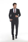 Load image into Gallery viewer, Men's 3-Piece Slim Fit Suit with Notch Lapel Jacket and Double-Breasted Vest for Business Occasions - BLACK - Suits La Merchandise