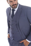 Load image into Gallery viewer, Three-Piece Slim Fit Suit with Notch Lapel Jacket and Double-Breasted Vest in 2-Way Stretch Fabric
