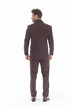 Load image into Gallery viewer, Choclate Brown Men's 3-Piece Tailored Slim Fit Suit with Notch Lapel Blazer, Double-Breasted Vest - - Suits La Merchandise