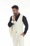 Load image into Gallery viewer, Ivory Men's 3-Piece Tailored Slim Fit Suit with Notch Lapel Blazer, Double-Breasted Vest - - Suits La Merchandise