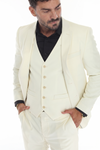 Load image into Gallery viewer, Ivory Men's 3-Piece Tailored Slim Fit Suit with Notch Lapel Blazer, Double-Breasted Vest - - Suits La Merchandise