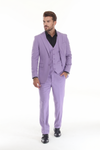 Load image into Gallery viewer, 3-Piece Slim Fit Suit with Notch Lapel Blazer and Double-Breasted Vest in 2-Way Stretch Fabric - LAVENDER - Suits La Merchandise