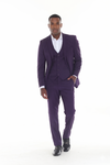 Load image into Gallery viewer, 3-Piece Slim Fit Suit with Notch Lapel Blazer, Double-Breasted Vest, and 2-Way Stretch Fabric - PURPLE - Suits La Merchandise