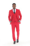 Load image into Gallery viewer, Men's 3-Piece Slim Fit Suit with Notch Lapel Blazer and Double-Breasted Vest for Formal Events - RED - Suits La Merchandise