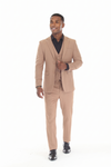 Load image into Gallery viewer, Men's 3-Piece Slim Fit Suit with Notch Lapel Blazer, Double-Breasted Vest, and Stretch Trousers - SAND - Suits La Merchandise