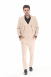 Load image into Gallery viewer, 3-Piece Slim Fit Suit with Notch Lapel Blazer, Double-Breasted Vest, and Active 2-Way Stretch - TAN - Suits La Merchandise