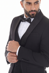 Load image into Gallery viewer, Black 3-Piece Shawl Lapel Tuxedo Suit Slim Fit Jacket, Vest &amp; Expandable Pants Stretch - - Suits La Merchandise