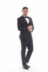 Load image into Gallery viewer, Black 3-Piece Shawl Lapel Tuxedo Suit Slim Fit Jacket, Vest &amp; Expandable Pants Stretch - - Suits La Merchandise
