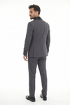 Load image into Gallery viewer, Charcoal 3-Piece Shawl Lapel Tuxedo Suit Slim Fit Jacket, Vest &amp; Expandable Pants Stretch