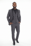 Load image into Gallery viewer, Charcoal 3-Piece Shawl Lapel Tuxedo Suit Slim Fit Jacket, Vest &amp; Expandable Pants Stretch