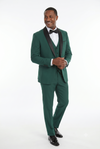 Load image into Gallery viewer, Forest Green 3-Piece Shawl Lapel Tuxedo Suit Slim Fit Jacket, Vest &amp; Expandable Pants Stretch