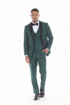 Load image into Gallery viewer, Forest Green 3-Piece Shawl Lapel Tuxedo Suit Slim Fit Jacket, Vest &amp; Expandable Pants Stretch