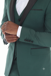 Load image into Gallery viewer, Forest Green 3-Piece Shawl Lapel Tuxedo Suit Slim Fit Jacket, Vest &amp; Expandable Pants Stretch