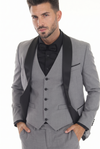 Load image into Gallery viewer, MD Gray 3-Piece Shawl Lapel Tuxedo Suit Slim Fit Jacket, Vest &amp; Expandable Pants Stretch
