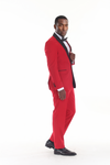 Load image into Gallery viewer, Red 3-Piece Shawl Lapel Tuxedo Suit Slim Fit Jacket, Vest &amp; Expandable Pants Stretch