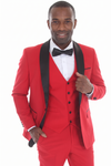 Load image into Gallery viewer, Red 3-Piece Shawl Lapel Tuxedo Suit Slim Fit Jacket, Vest &amp; Expandable Pants Stretch