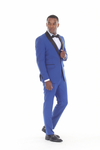Load image into Gallery viewer, Royal Blue 3-Piece Shawl Lapel Tuxedo Suit Slim Fit Jacket, Vest &amp; Expandable Pants Stretch