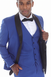 Load image into Gallery viewer, Royal Blue 3-Piece Shawl Lapel Tuxedo Suit Slim Fit Jacket, Vest &amp; Expandable Pants Stretch