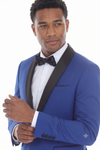 Load image into Gallery viewer, Royal Blue 3-Piece Shawl Lapel Tuxedo Suit Slim Fit Jacket, Vest &amp; Expandable Pants Stretch