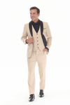 Load image into Gallery viewer, Tan 3-Piece Shawl Lapel Tuxedo Suit Slim Fit Jacket, Vest &amp; Expandable Pants Stretch