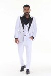 Load image into Gallery viewer, White 3-Piece Peak Lapel Tuxedo Suit with Double-Breasted Vest and Expandable Pants Slim Fit