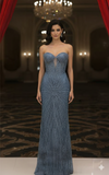 Load image into Gallery viewer, Wholesale Strapless Sequin Corset Evening Gown Formal Prom Dress By LA2195