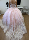 Load image into Gallery viewer, LA Merchandise LA256 Floral Blush Embroidered Corset Quince Gown - - LA Merchandise