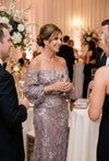 Load image into Gallery viewer, Clearance Mauve Wholesale Off The-shoulder Puff Sleeves Sheath Dress By Terani Couture 251m4414 - - Prom Dresses Terani Couture
