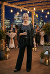 Load image into Gallery viewer, LA Merchandise LAV3443 Formal Pant Set W/ Sequin Cape Overlay - - Dress LAV