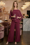 Load image into Gallery viewer, Cape Overlay Stretch Jersey Formal Jumpsuit By LA Merchandise LAV3381 - BURGUNDY - Dress LAV