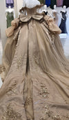 Load image into Gallery viewer, Off-Shoulder Crystal Beaded Corset Organza Ruffle Ball Gown Quinceañera Dress by LA307