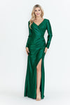 Load image into Gallery viewer, Wholesale Mother Of The Bride Dress V-Neck Long Formal Gown By LAF5323 - HUNTER GREEN - Dress LAF